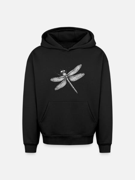Dragonfly - Oversized Heavyweight Unisex Hoodie - black