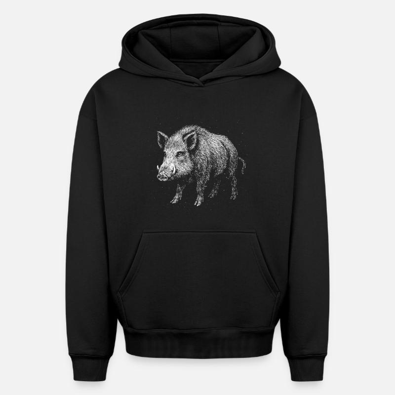Wild boar - Oversized Heavyweight Unisex Hoodie - black