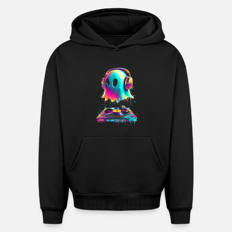 DJ Fantôme - Sweat à capuche unisexe oversize épais SPREAD - noir