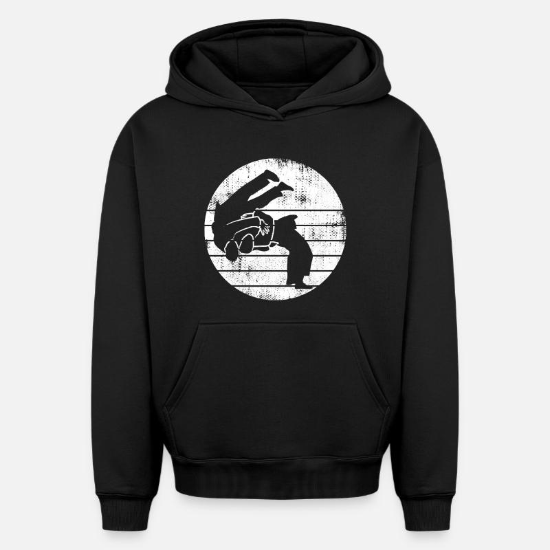 Dessin de judoka - Sweat à capuche unisexe oversize épais SPREAD - noir