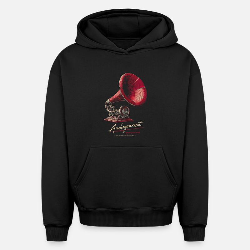 Audiogourmet - Sweat à capuche unisexe oversize épais SPREAD - noir