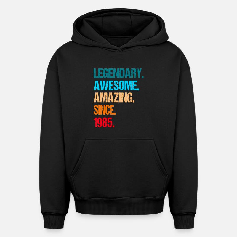 Anniversaire du millésime 1985 - Sweat à capuche unisexe oversize épais SPREAD - noir