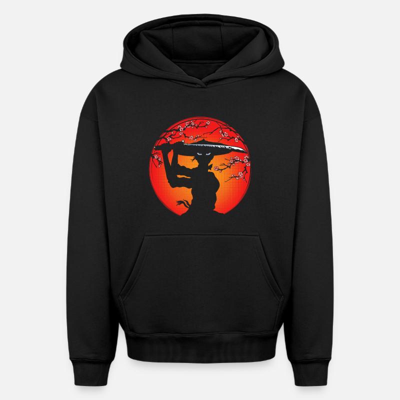 Samurai-Mädchen - Oversized Heavyweight Unisex Hoodie - Schwarz