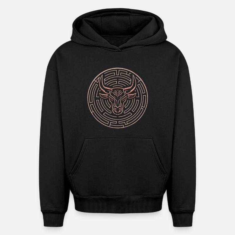 Labyrinthe Minotaure - Sweat à capuche unisexe oversize épais SPREAD - noir