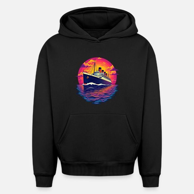 Croisière croisière - Sweat à capuche unisexe oversize épais SPREAD - noir