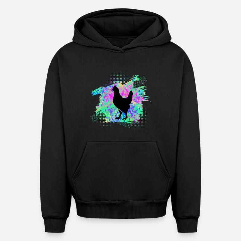 Poulets Poulets - Sweat à capuche unisexe oversize épais SPREAD - noir