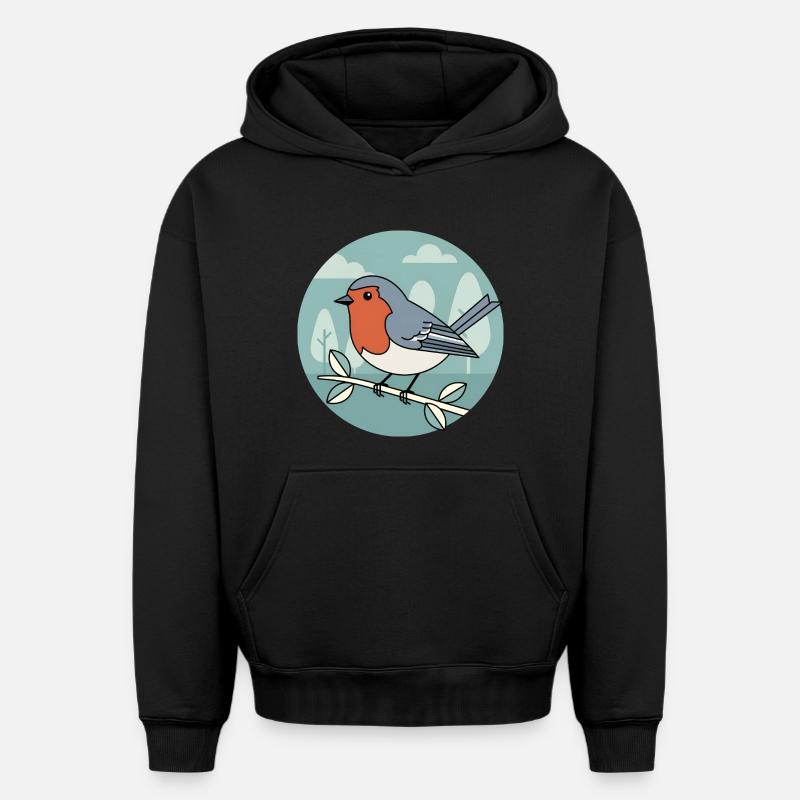 rouge-gorge - Sweat à capuche unisexe oversize épais SPREAD - noir