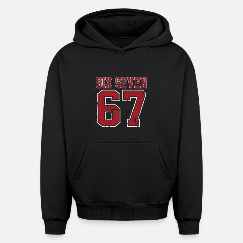 67 Six Seven 6-7 - Sweat à capuche unisexe oversize épais SPREAD - noir