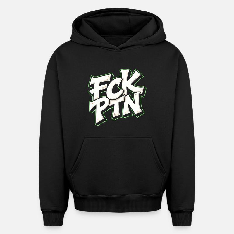 Déclaration anti-Poutine du FCK PTN - Sweat à capuche unisexe oversize épais SPREAD - noir