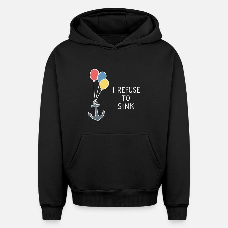 Refuse to Sink – Amidon & Mer - Sweat à capuche unisexe oversize épais SPREAD - noir