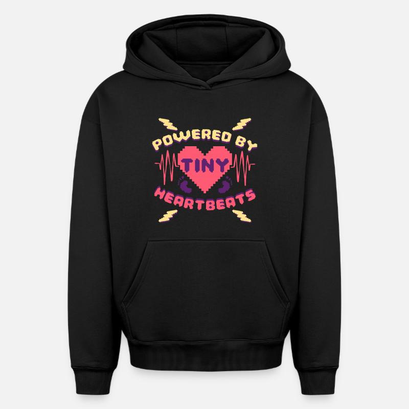 NICU Krankenschwester Powered By Tiny Heartbeats - Oversized Heavyweight Unisex Hoodie - Schwarz