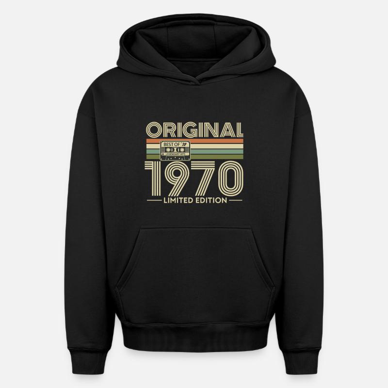 Original 1970 Retro Edition - Sweat à capuche unisexe oversize épais SPREAD - noir