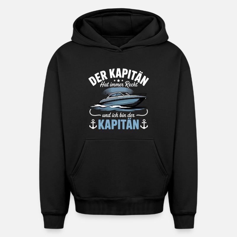 Capitaine de bateau, permis de bateau - Sweat à capuche unisexe oversize épais SPREAD - noir