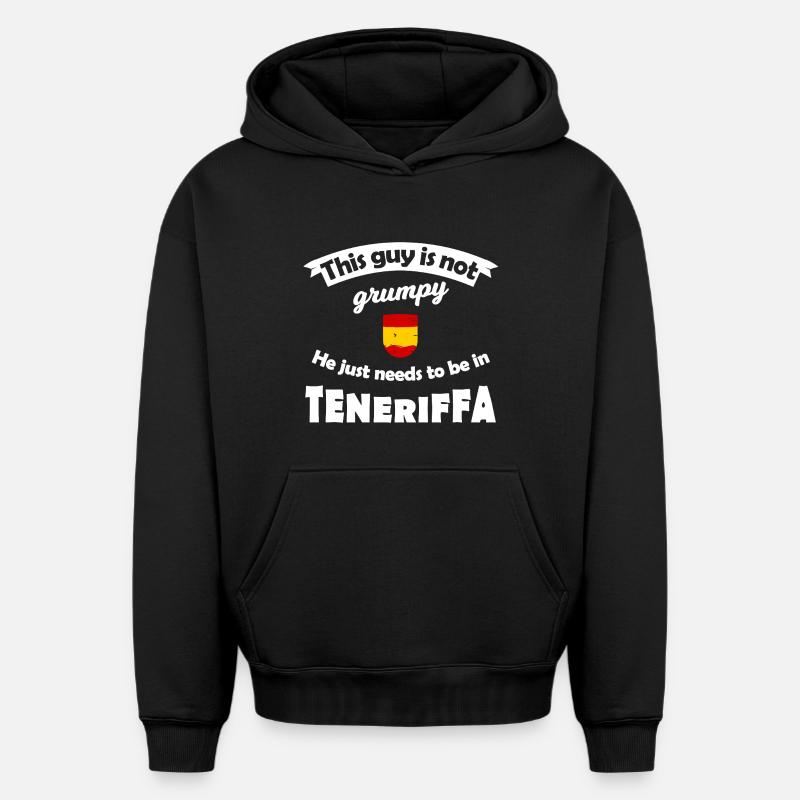 Pas grognon à Tenerife - Sweat à capuche unisexe oversize épais SPREAD - noir
