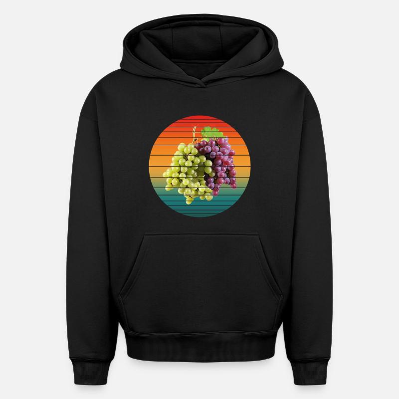 Pamplemousses - Sweat à capuche unisexe oversize épais SPREAD - noir