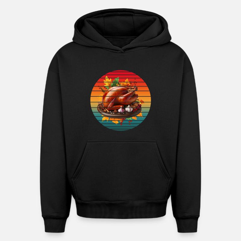 DINDE MILLÉSIMÉE - Sweat à capuche unisexe oversize épais SPREAD - noir
