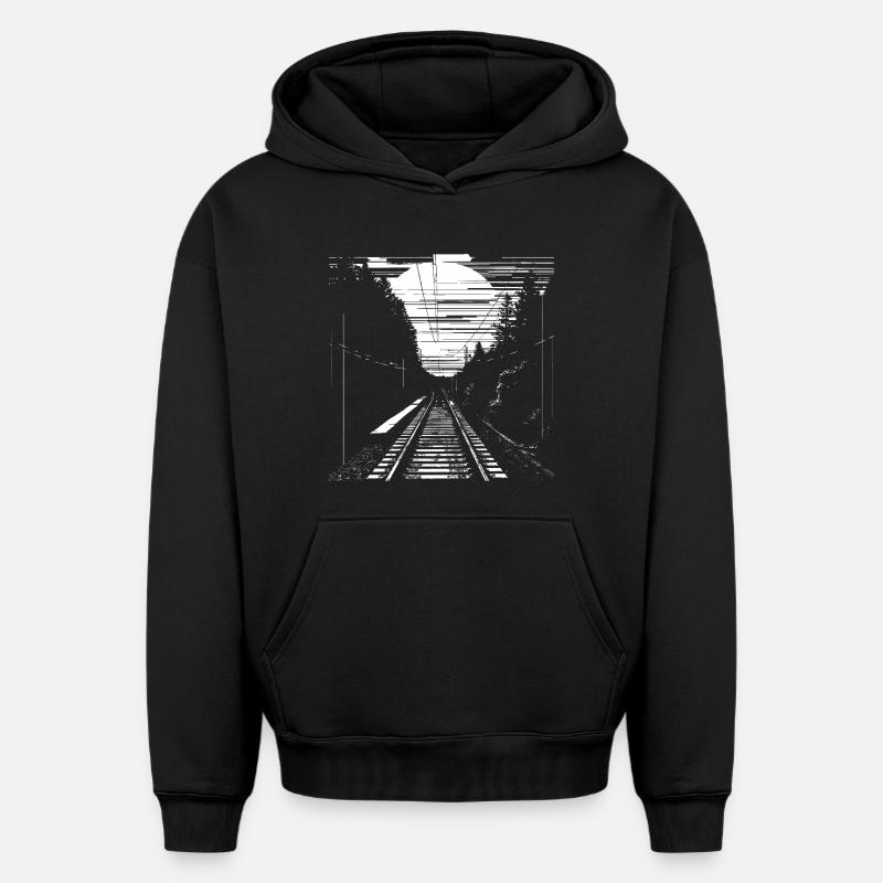 Graphique ferroviaire - Sweat à capuche unisexe oversize épais SPREAD - noir