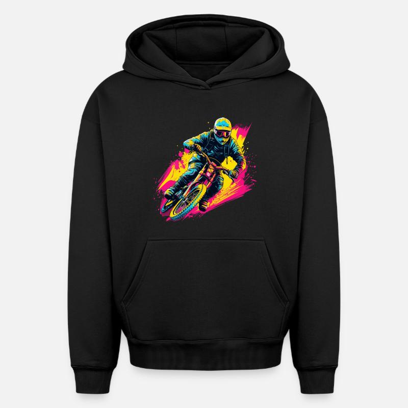 BMX Biker Steamwave - Sweat à capuche unisexe oversize épais SPREAD - noir