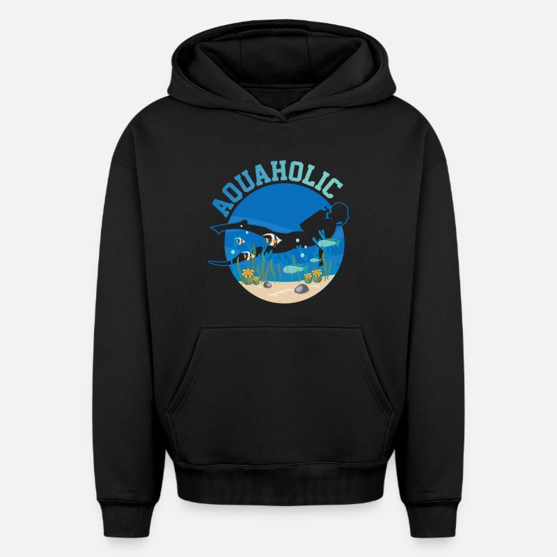 Plongée sous-marine - Sweat à capuche unisexe oversize épais SPREAD - noir
