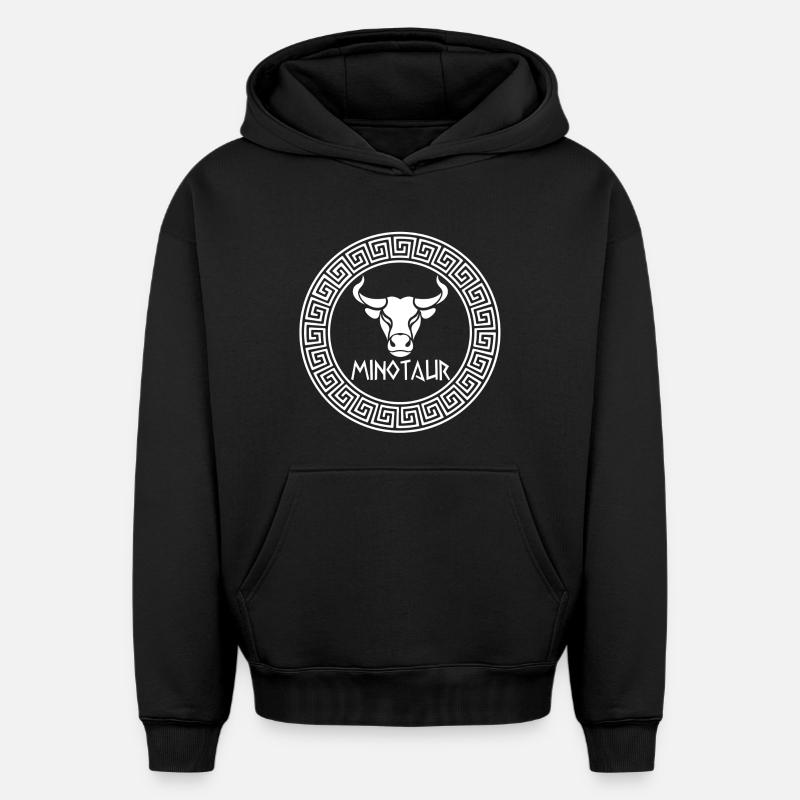 Le minotaure blanc - Sweat à capuche unisexe oversize épais SPREAD - noir