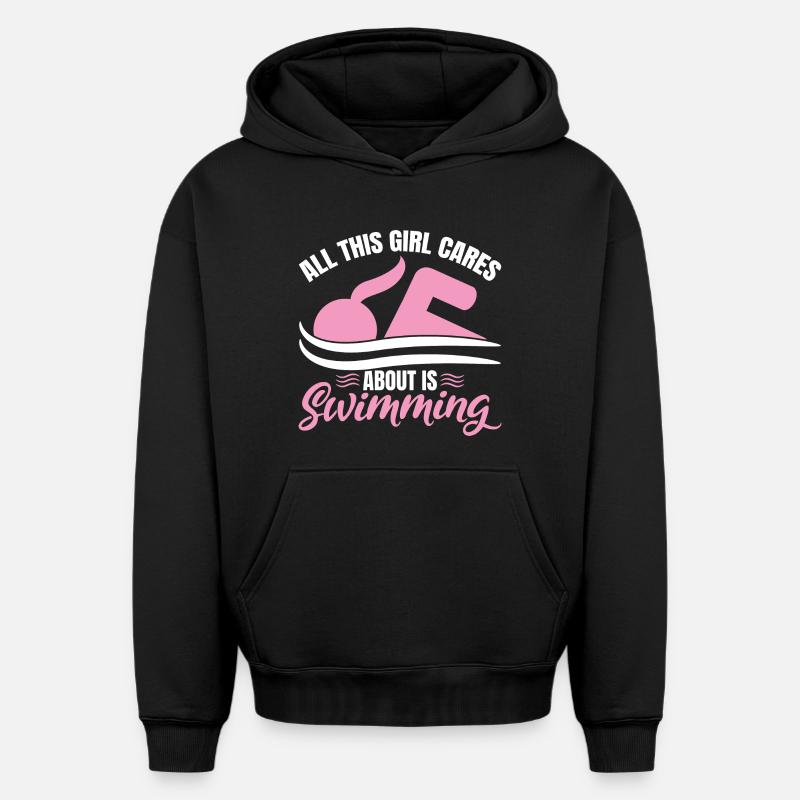 Nageuses Filles - Sweat à capuche unisexe oversize épais SPREAD - noir