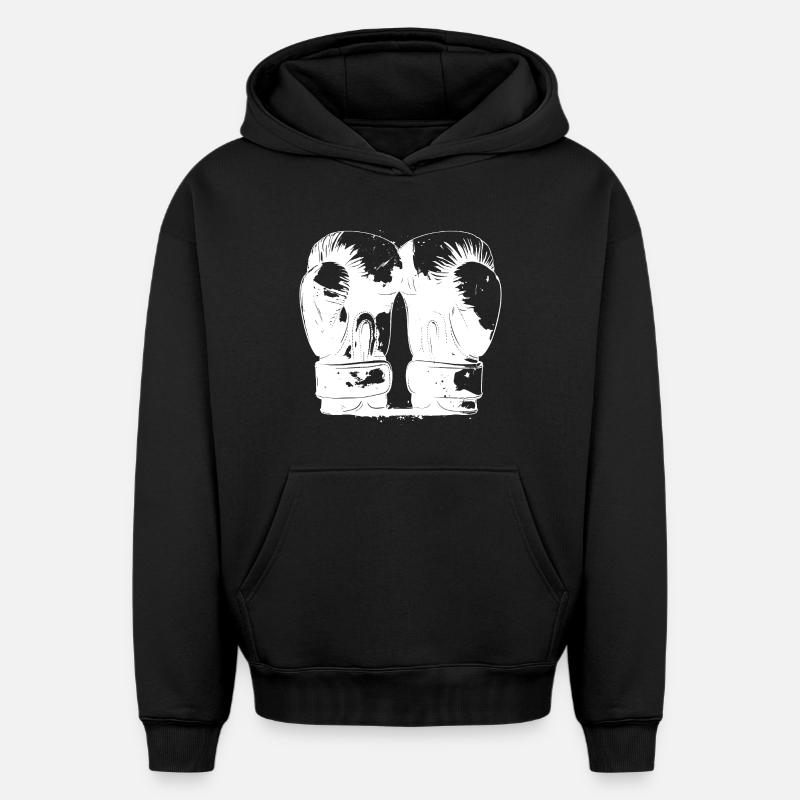 Boxe - Sweat à capuche unisexe oversize épais SPREAD - noir