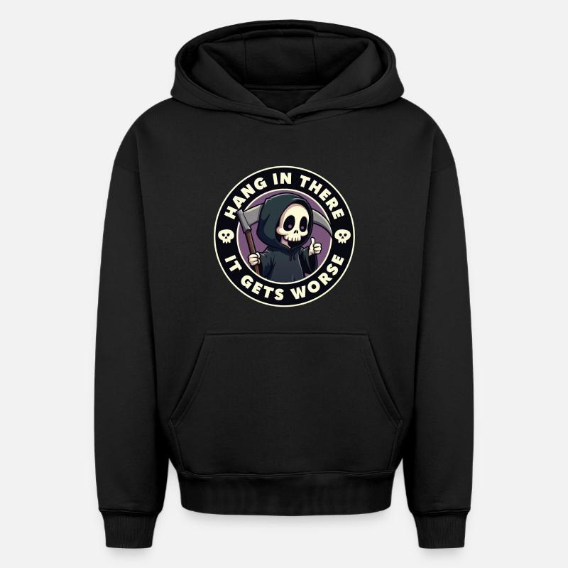 Tenez bon, ça empire - Sweat à capuche unisexe oversize épais SPREAD - noir