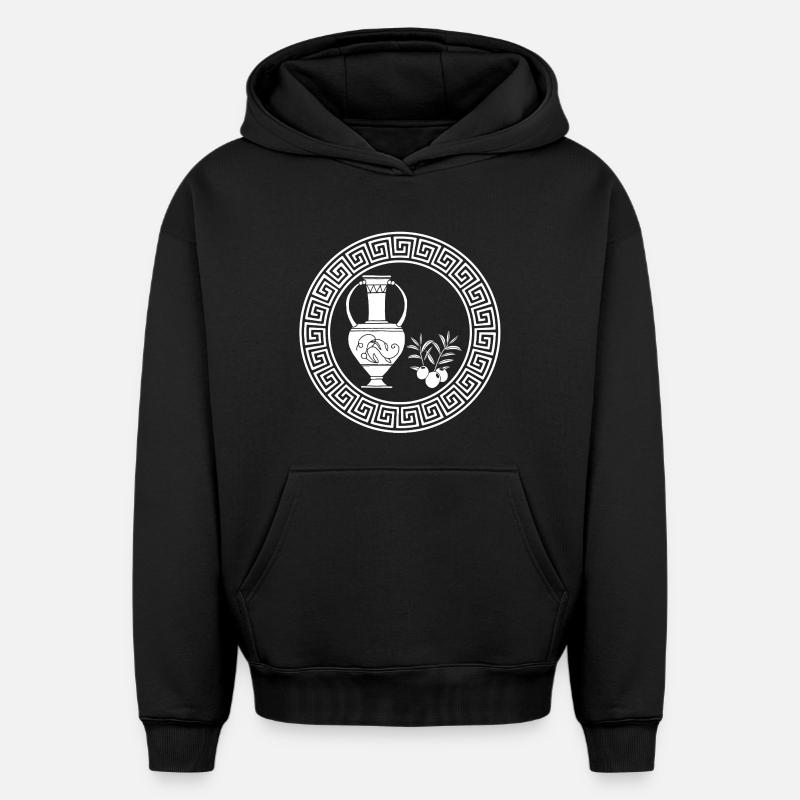 Symbole d'abondance (blanc) - Sweat à capuche unisexe oversize épais SPREAD - noir