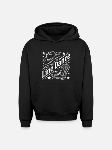 Line Dance Cowboy Flair - Oversized Heavyweight Unisex Hoodie - black