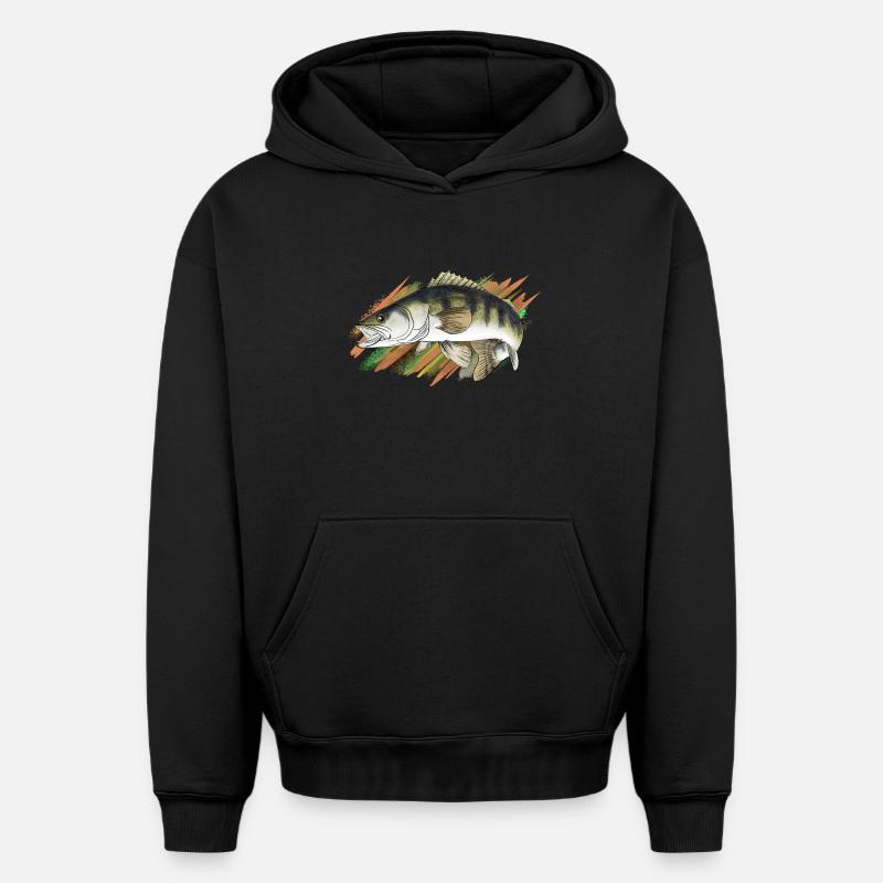 pike-perch - Sweat à capuche unisexe oversize épais SPREAD - noir