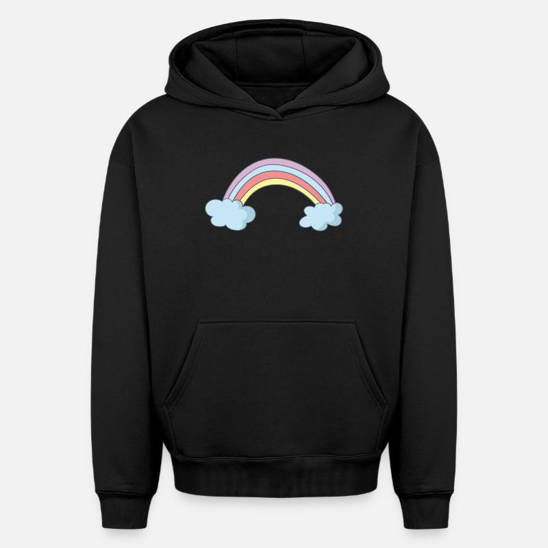 Arc-en-ciel - Sweat à capuche unisexe oversize épais SPREAD - noir