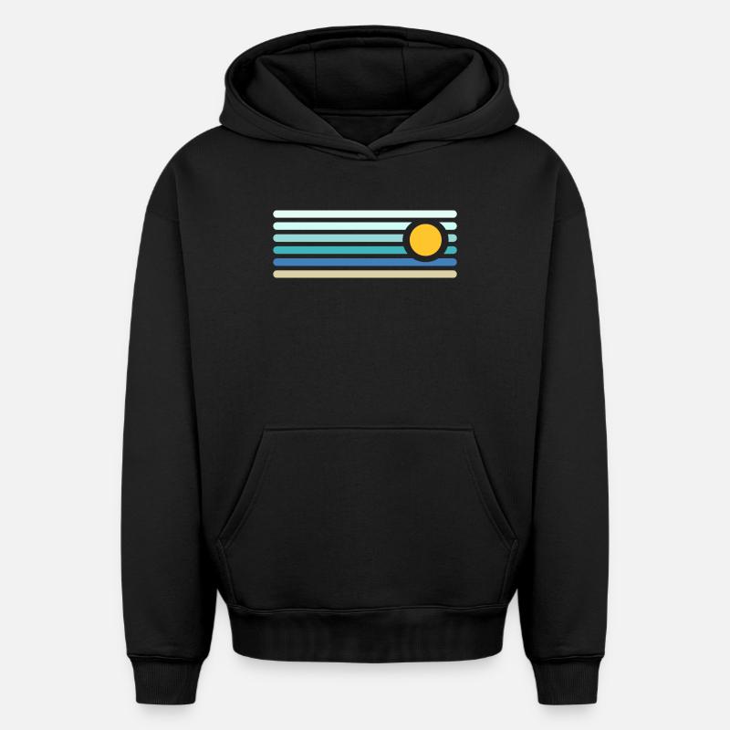 Plage - Sweat à capuche unisexe oversize épais SPREAD - noir