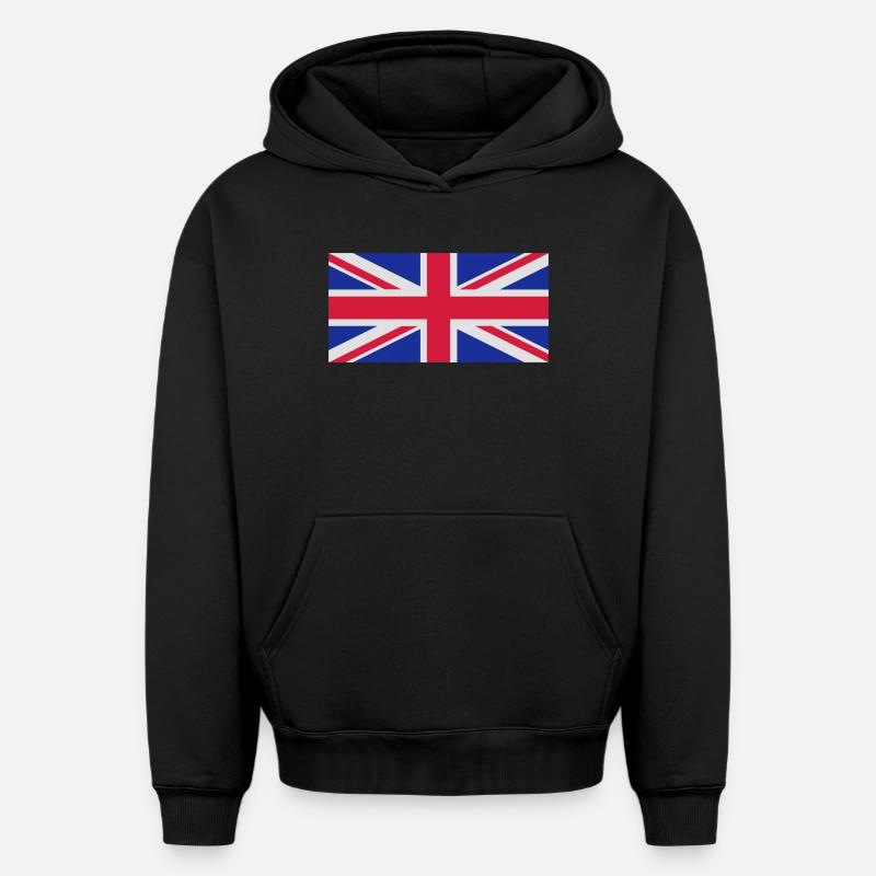 Drapeau Royaume-Uni - Sweat à capuche unisexe oversize épais SPREAD - noir