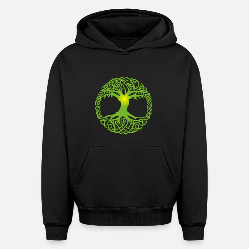 Celtic tree - Oversized Heavyweight Unisex Hoodie - black