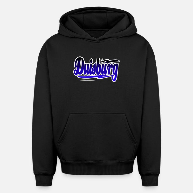 Duisburg - Sweat à capuche unisexe oversize épais SPREAD - noir