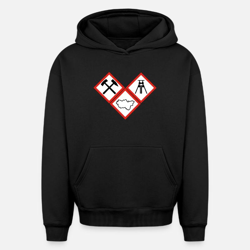 DANGER RUHRPOTT - Sweat à capuche unisexe oversize épais SPREAD - noir