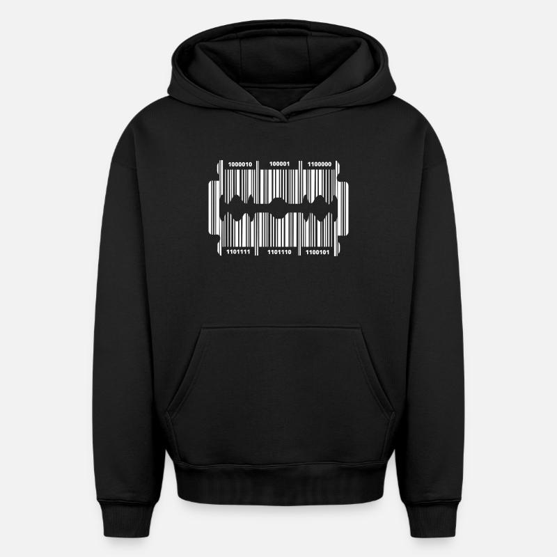 Lame de rasoir avec code - Sweat à capuche unisexe oversize épais SPREAD - noir