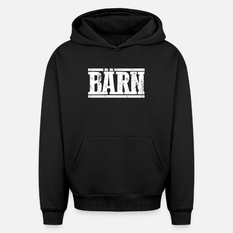 Berne - Ours - Sweat à capuche unisexe oversize épais SPREAD - noir