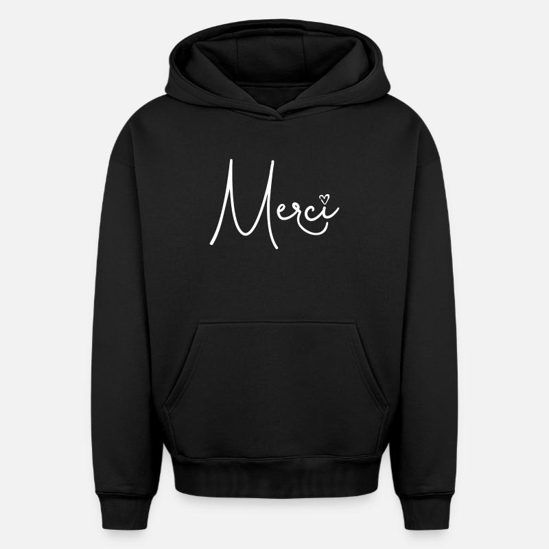 Merci - Sweat à capuche unisexe oversize épais SPREAD - noir
