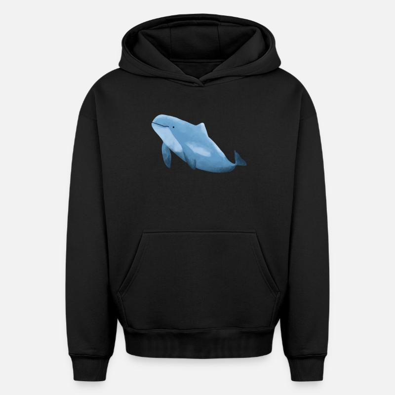 Marsouin - Sweat à capuche unisexe oversize épais SPREAD - noir