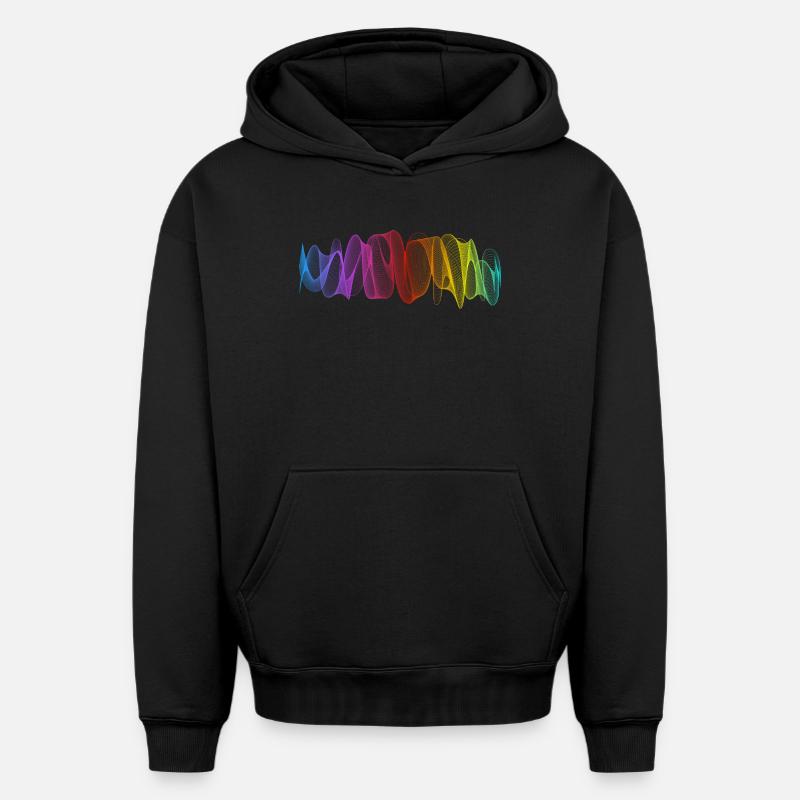 Lignes abstraites Design 12 - Sweat à capuche unisexe oversize épais SPREAD - noir