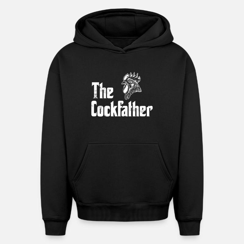 Poulet poulet coq - Sweat à capuche unisexe oversize épais SPREAD - noir