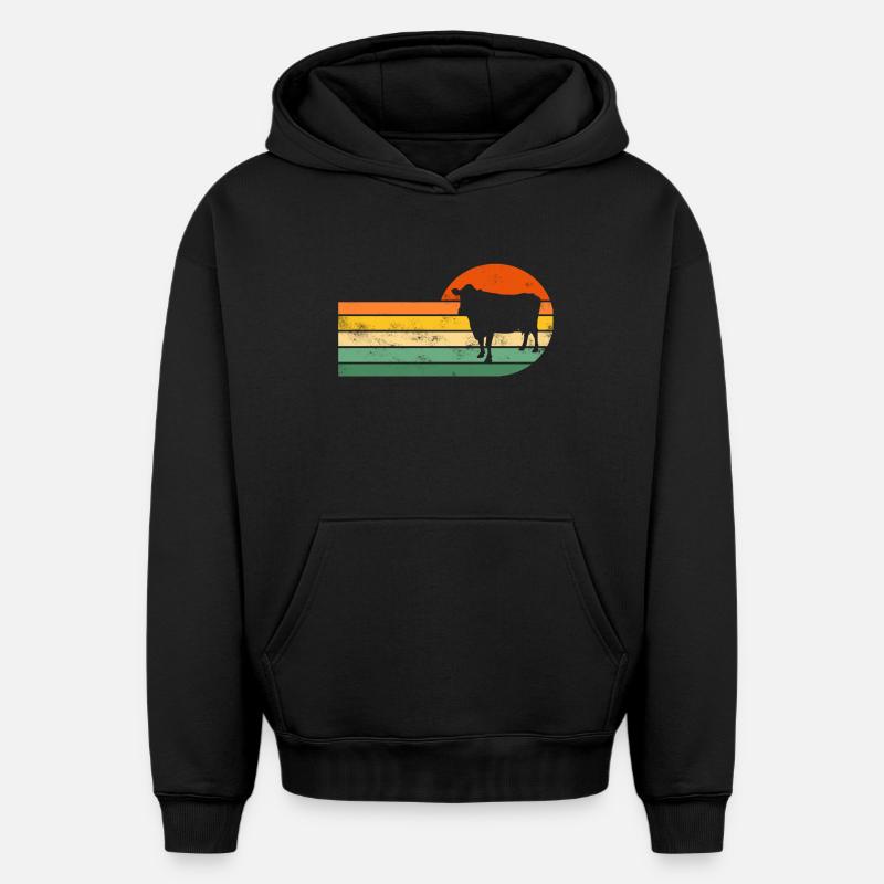 Vache Vaches - Sweat à capuche unisexe oversize épais SPREAD - noir
