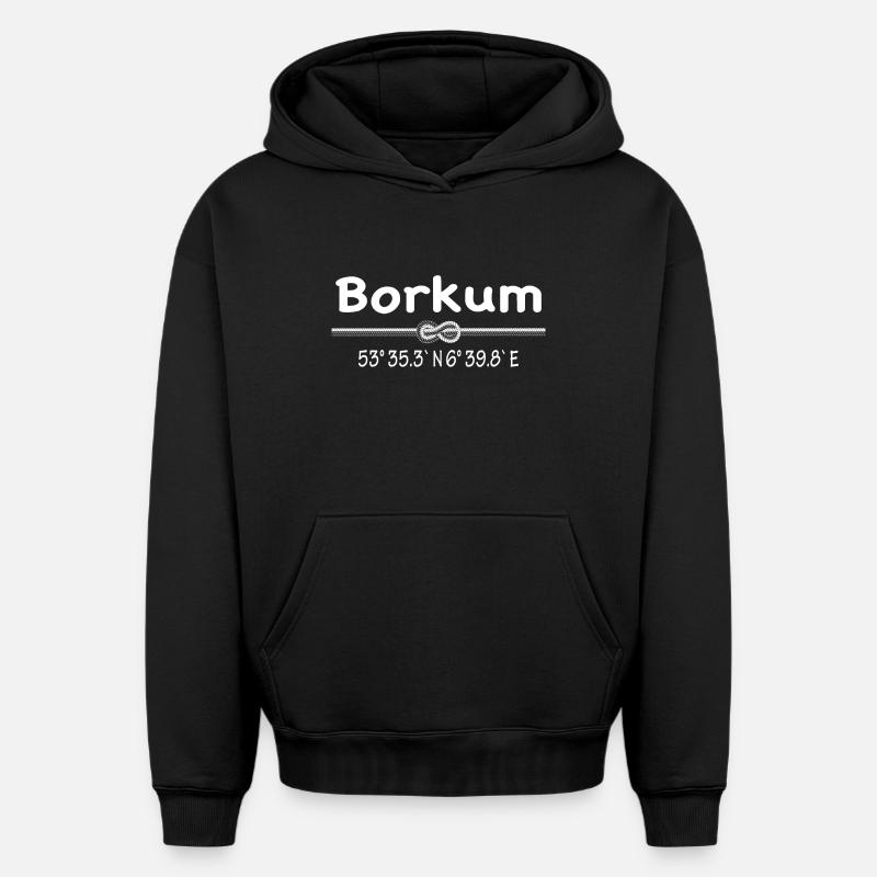 Coordonnées Borkum - Sweat à capuche unisexe oversize épais SPREAD - noir