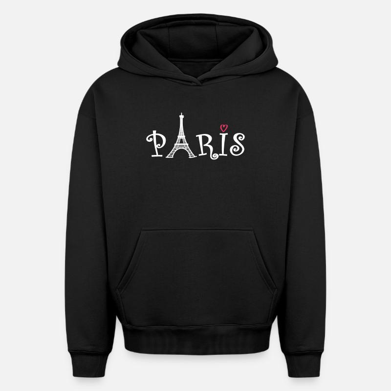Paris - Sweat à capuche unisexe oversize épais SPREAD - noir