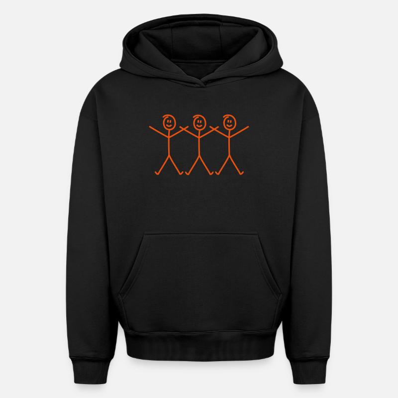Stick man danse danse - Sweat à capuche unisexe oversize épais SPREAD - noir