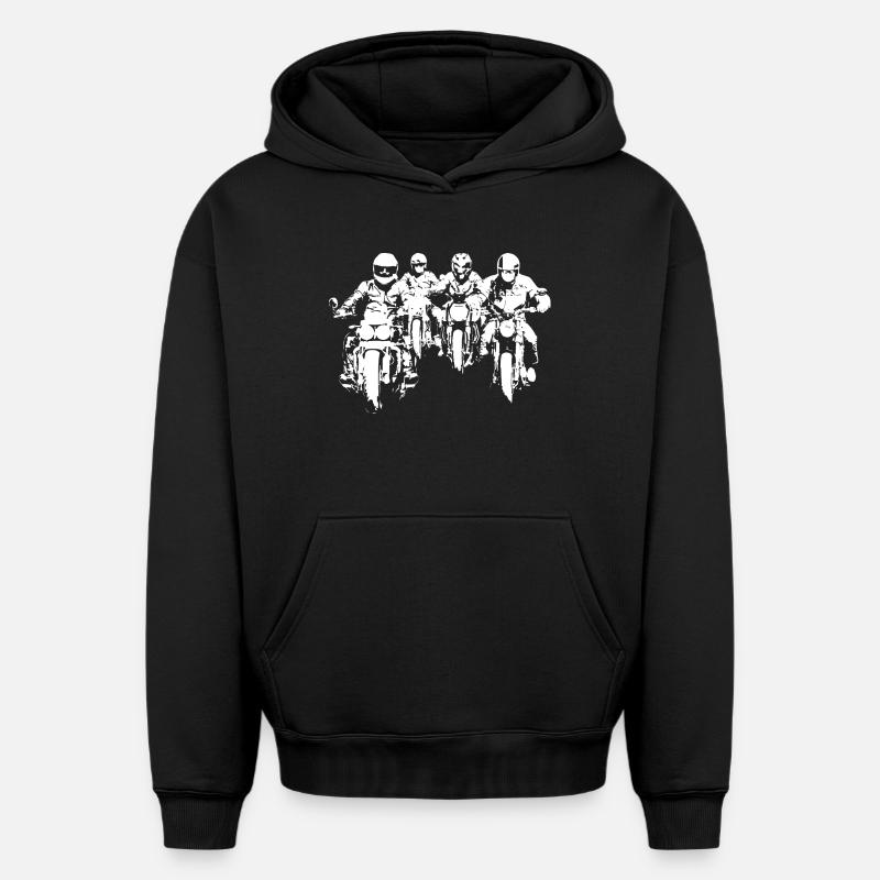 Bikergroup blanc - Sweat à capuche unisexe oversize épais SPREAD - noir