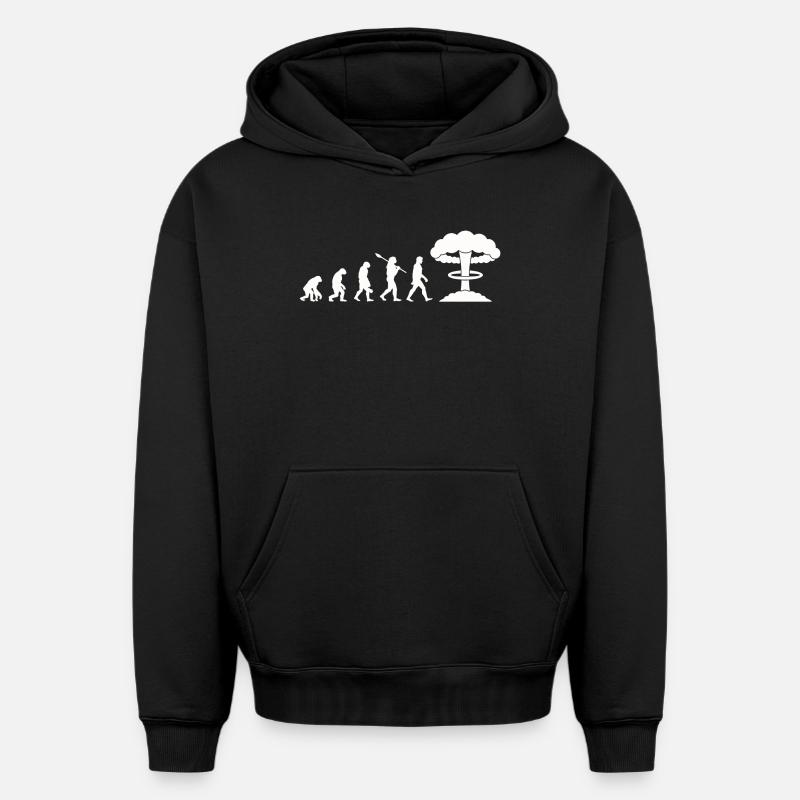 Bombe nucléaire Evolution - Sweat à capuche unisexe oversize épais SPREAD - noir