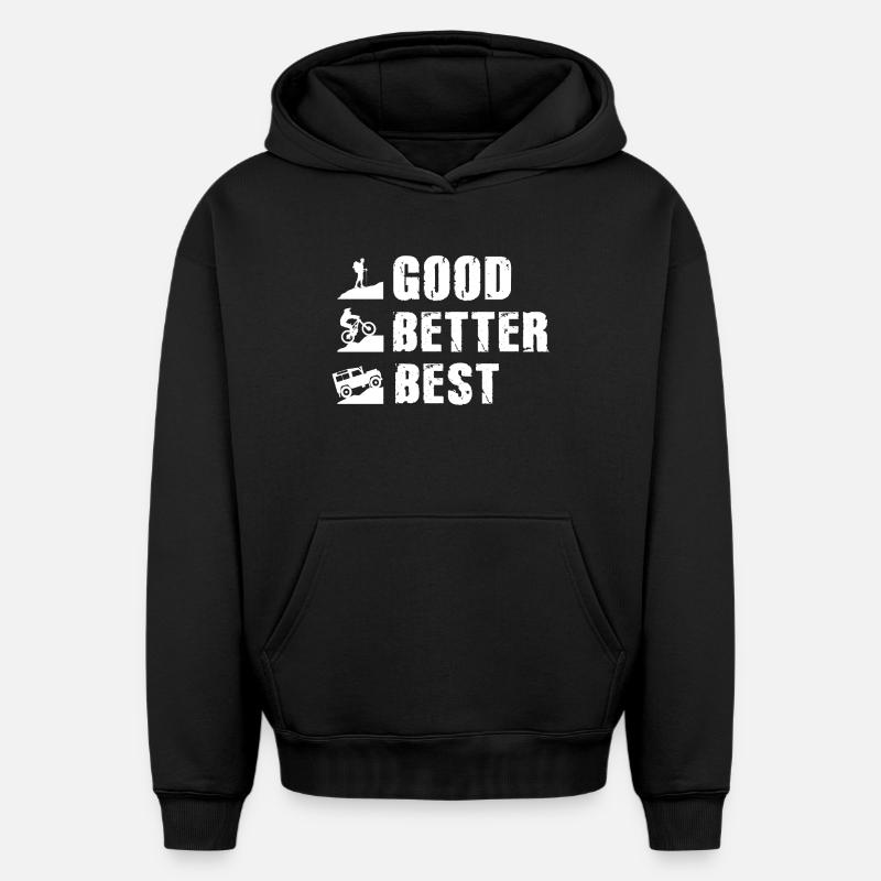 defender good better best - Sweat à capuche unisexe oversize épais SPREAD - noir
