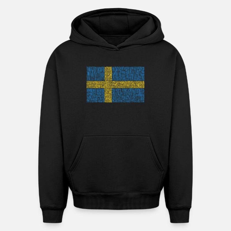 Drapeau de la Suède - Sweat à capuche unisexe oversize épais SPREAD - noir